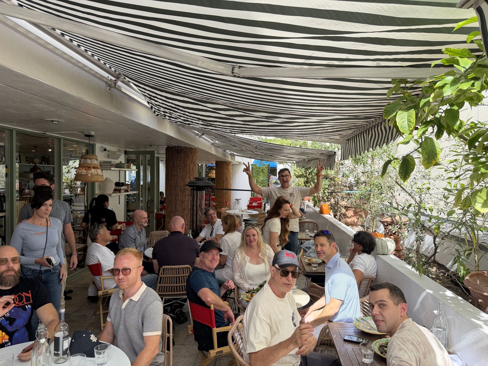Attendees at lunch on the terrace
