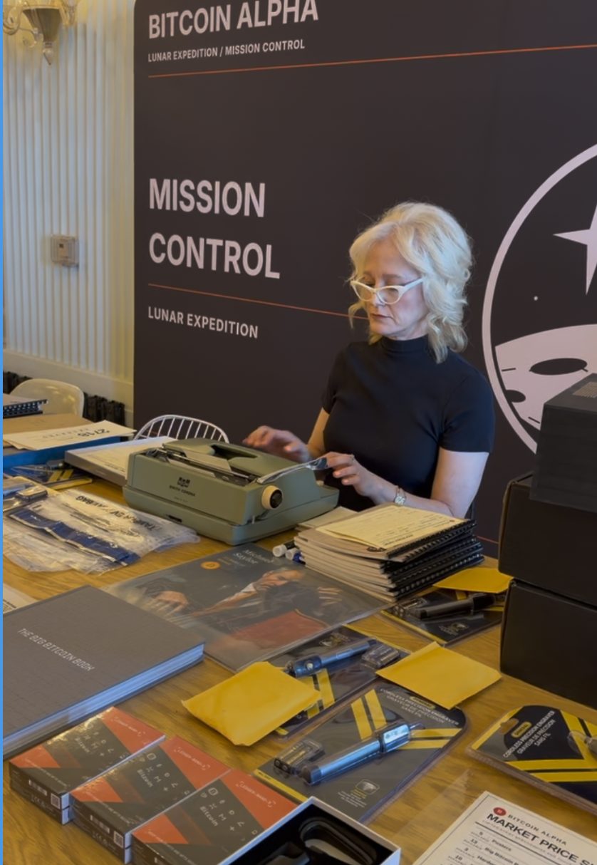Mission Control desk with a typewriter